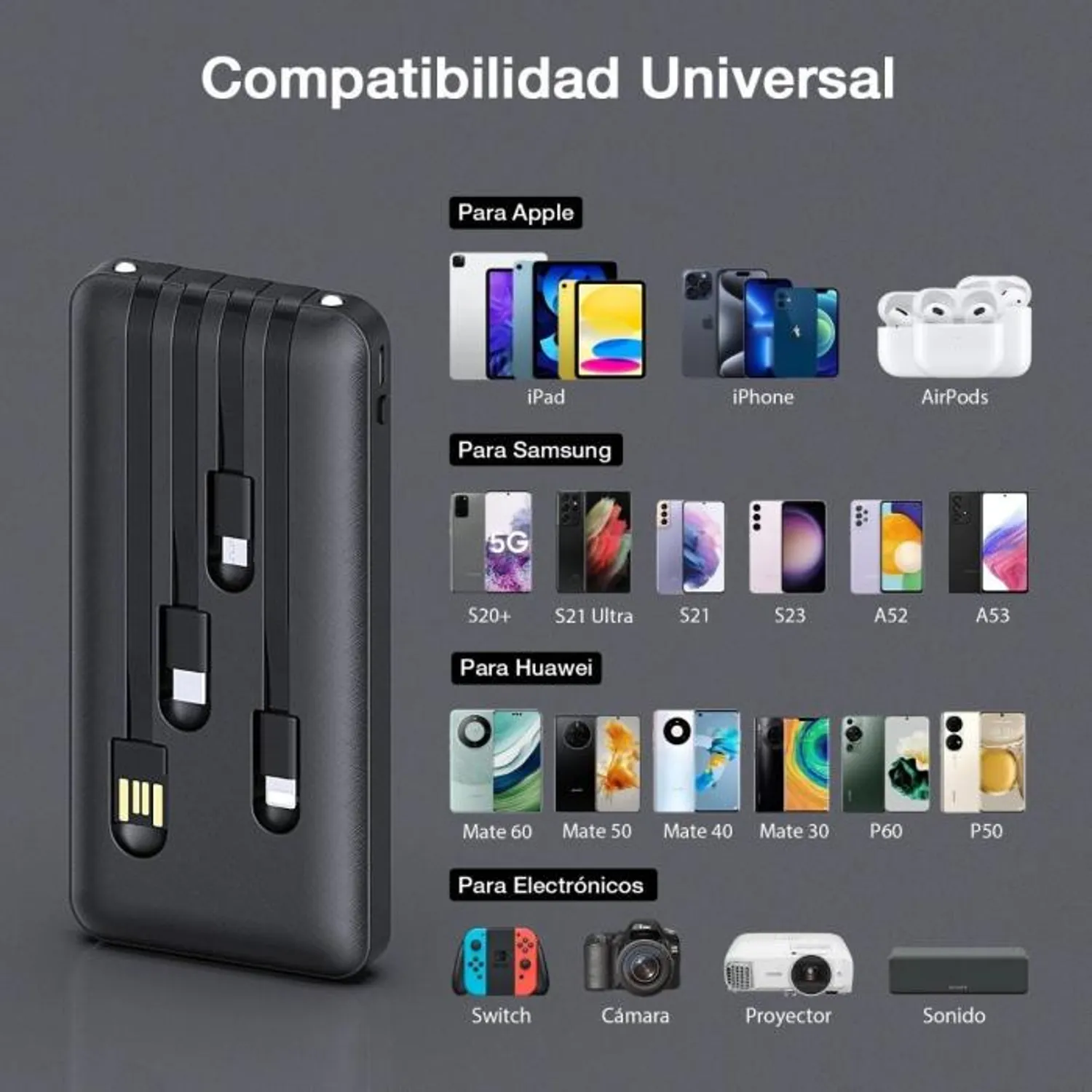 Bateria portatil power bank de 20,000 mAh - Multiples salidas. en Lima - vista trasera